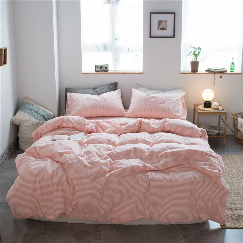 Cotton 4 Piece Set Modern Minimalist White Bed sheet kit_1.5m bed-quilt cover 200x 230cm (four-piece set)