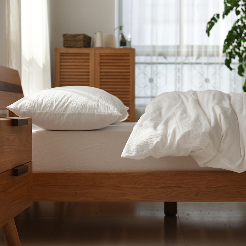 Cotton 4 Piece Set Modern Minimalist White Bed hat kit_1.5m bed-quilt cover 200x 230cm (four-piece set)