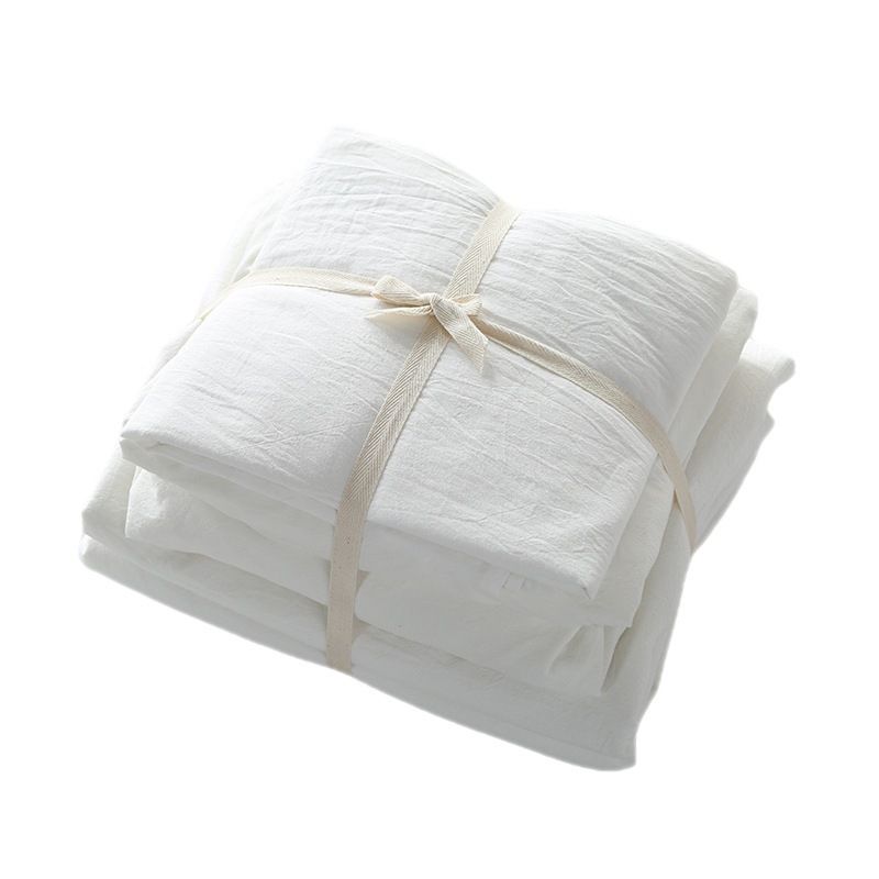 Cotton 4 Piece Set Modern Minimalist White Bed hat kit_1.5m bed-quilt cover 200x 230cm (four-piece set)