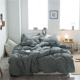 Cotton 4 Piece Set Modern Minimalist White Bed sheet kit_1.2m bed-quilt cover 150x 200 (3-piece set)