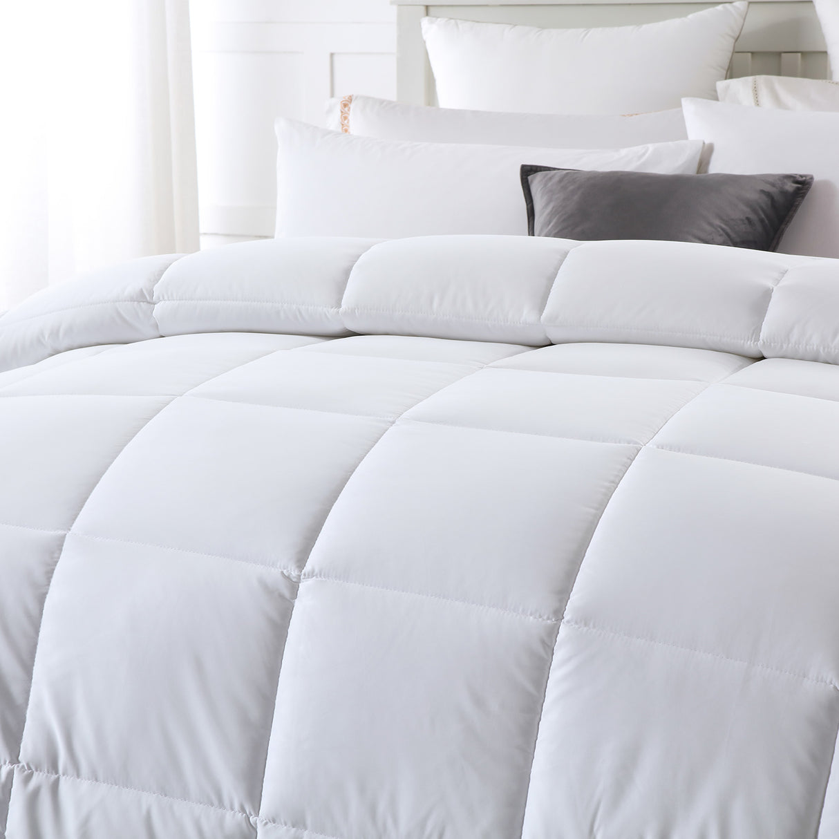 Royal Comfort 260GSM Deluxe Eco-Silk Touch Quilt 100% Cotton Cover - Single - White