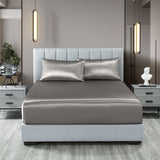 Royal Comfort Satin Sheet Set 3 Piece Fitted Sheet Pillowcase Soft  - King - Charcoal