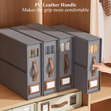 CARLA HOME Bed Sheet Organizer Set of 8 with Handle & Window for Covers, Pillowcases, Blankets, Clothes & Sheets (Grey)