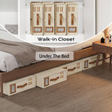 CARLA HOME Bed Sheet Organizer Set of 8 with Handle & Window for Covers, Pillowcases, Blankets, Clothes & Sheets (Beige)