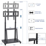 32-80 Rolling TV Stand with 2-Tier Shelf Adjustable Mount