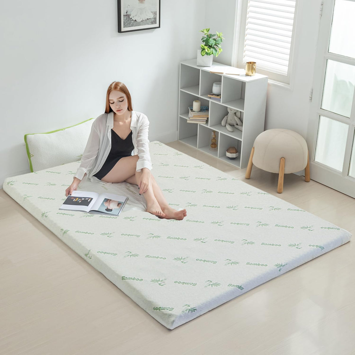 King Single Bamboo Memory Foam Mattress Topper 7-Zone 8cm