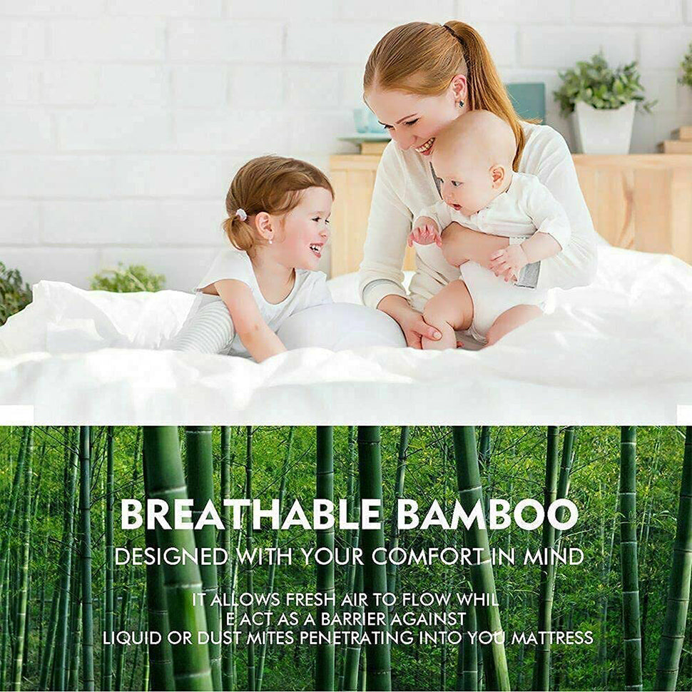 Bamboo Pillowtop Mattress Topper Luxury Bedding Mat Pad Protector Cover King Single 108 x 203 cm