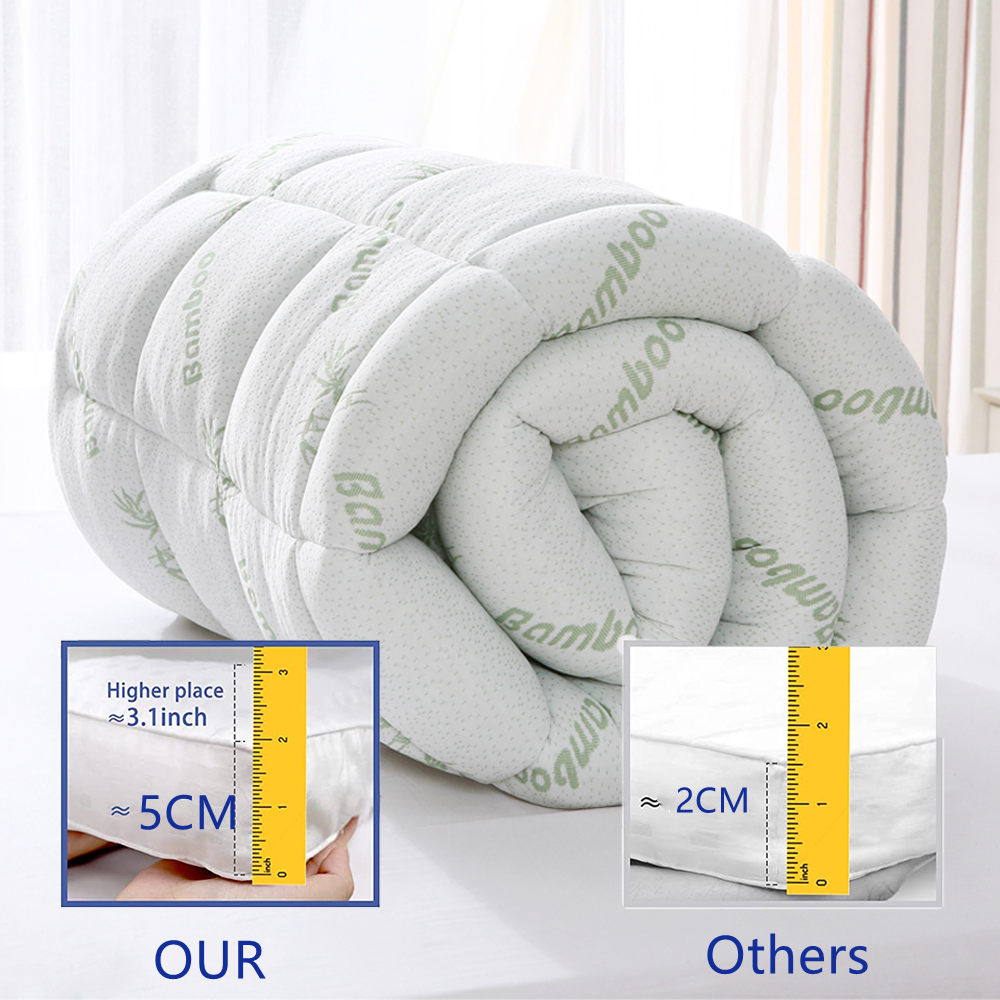 Bamboo Pillowtop Mattress Topper Luxury Bedding Mat Pad Protector Cover King Single 108 x 203 cm