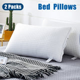 2xQueen Quality Pillows Cotton Hotel Adjustable Home Pillows Down Alternative Pillows