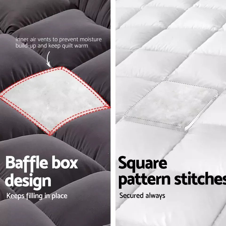 5CM Bedding Luxury Pillowtop Mattress Topper Mat Pad Antibacterial and dust mite-resistant King:183*203cm