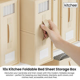 10x Kitchee Foldable Bed Sheet Storage Box - Linen and Closet Organiser Beige