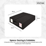 4x Kitchee Foldable Bed Sheet Storage Box - Linen and Closet Organiser Black