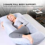 Orku Maternity Pregnancy Pillow - J-Shape Full Body Length for Side Sleeper Grey