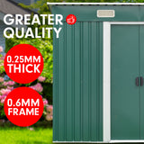 Wallaroo 4ft x 8ft Garden Shed Flat Roof Outdoor Storage - Green