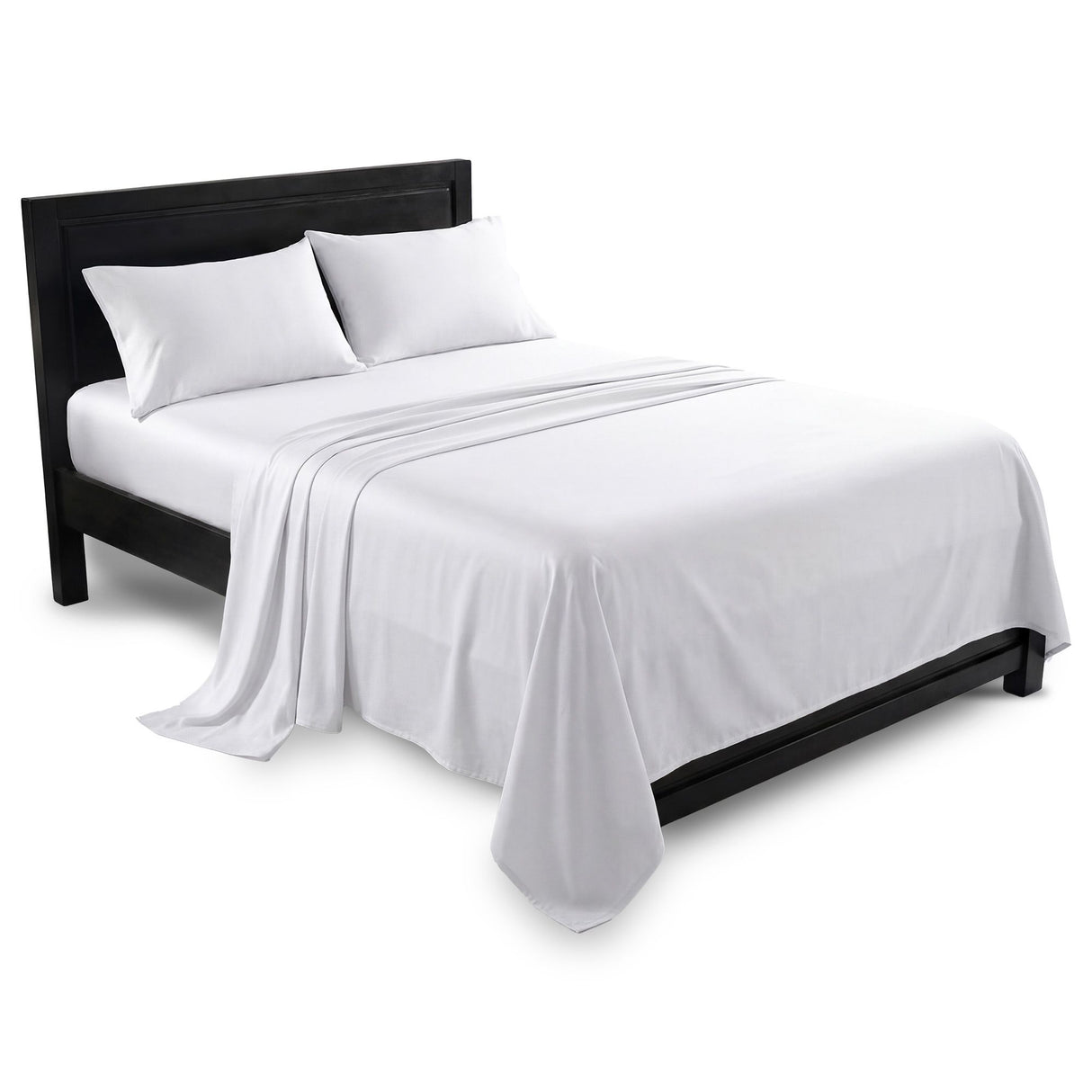 Laura Hill 750 Thread Count Pure Cotton Queen Bed Sheet Set 4 Piece Gift Pack - White