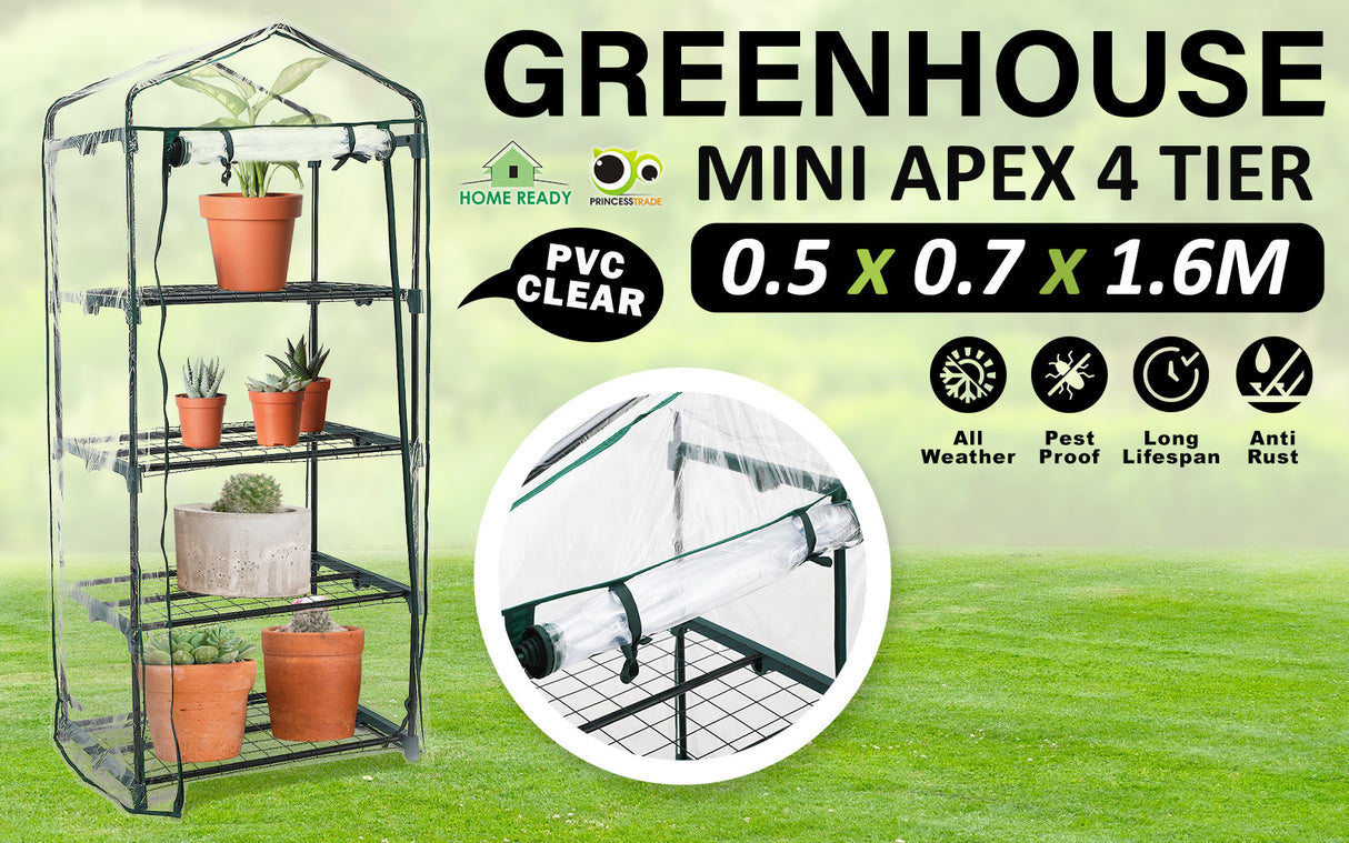 Mini Garden Greenhouse Shed PVC 4 Tier Apex