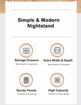 2x Bedside table set modern design oak wood grain white 3 drawers