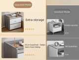 Two-Tone Nightstand Light Gray Wood White Drawers Safety Edge Wooden Knobs