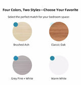 2x bedside table set 3 drawer light gray white wooden knobs bedroom furniture