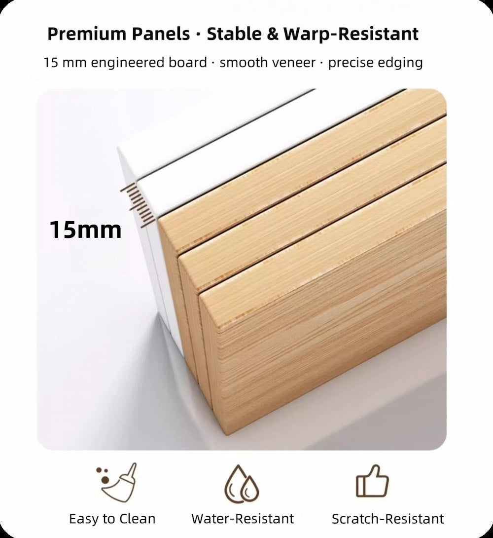 Minimalist Nightstand White Double Drawer Safety Tray Design Wooden Handles