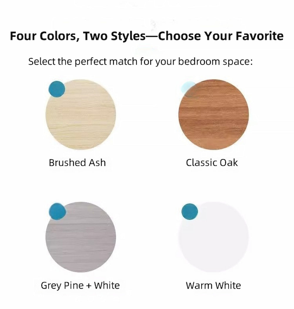 Minimalist Nightstand White Double Drawer Safety Tray Design Wooden Handles