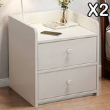 2x Bedside table set with drawers, minimalist design, white finish, modern style