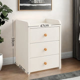 Minimalist Nightstand White Triple Drawer Safety Tray Design Wooden Handles