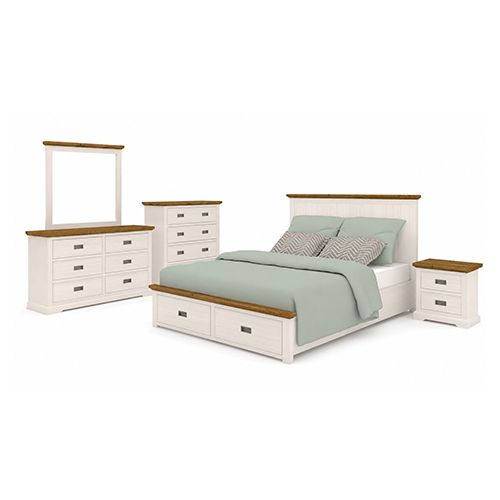 Storage Bedroom Suite Drawers Miami White Colour in Queen