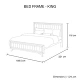 4 Pieces Bedroom Suite King Size Silver Brush in Acacia Wood Construction Bed, Bedside Table & Dresser