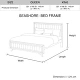 4 Pieces Bedroom Suite Queen Size Silver Brush in Acacia Wood Construction Bed, Bedside Table & Dresser