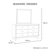 5 Pieces Bedroom Suite Queen Size Silver Brush in Acacia Wood Construction Bed, Bedside Table, Tallboy & Dresser