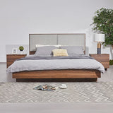 King Bed Frame with Melamine Finishing Fabric Upholstered Headboard LED Light