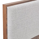 King Bed Frame with Melamine Finishing Fabric Upholstered Headboard LED Light