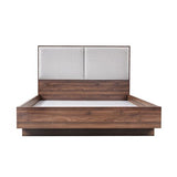 Queen Bed Frame with Melamine Finishing Fabric Upholstered Headboard LED Light