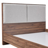 Queen Bed Frame with Melamine Finishing Fabric Upholstered Headboard LED Light
