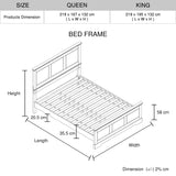 King Bed Frame in Solid Wood with Slats Support in White colour