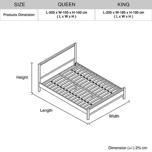 King Bed Frame with Natural Timber Look Finish