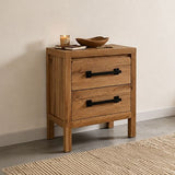 Natural Timber Look Bedside Table with Drawers