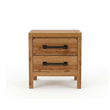 Natural Timber Look Bedside Table with Drawers