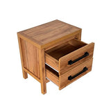 Natural Timber Look Bedside Table with Drawers