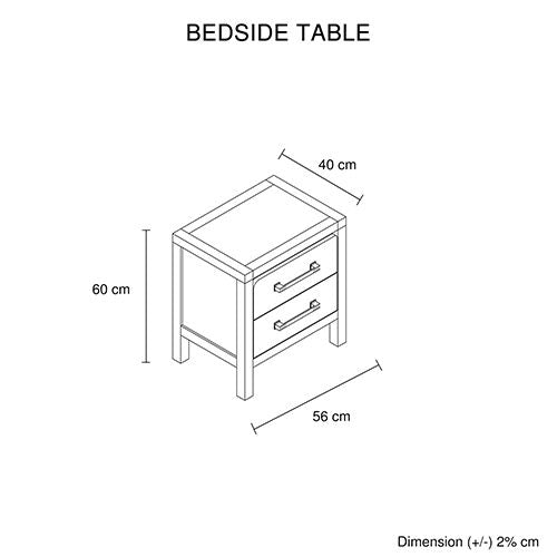 Natural Timber Look Bedside Table with Drawers