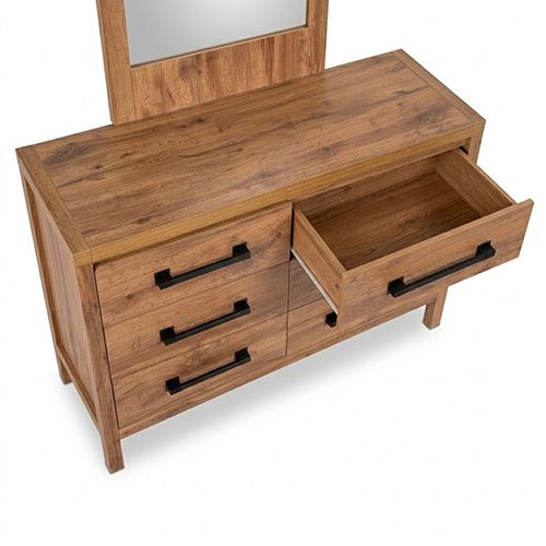 Natural Timber Look Dresser with Mirror