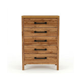 Natural Timber Look Tallboy with 5 Spacious Drawers