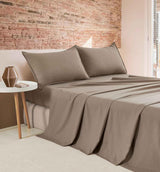 Vintage Washed Microfibre Sheet Set (Truffle, Single)