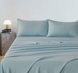 Vintage Washed Microfibre Sheet Set (Blue, Double)