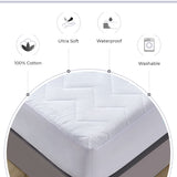 Gioia Casa 100% Ultra-Soft Cotton Quilted Anti-Microbial Mattress Cover Protector - White - Queen Size