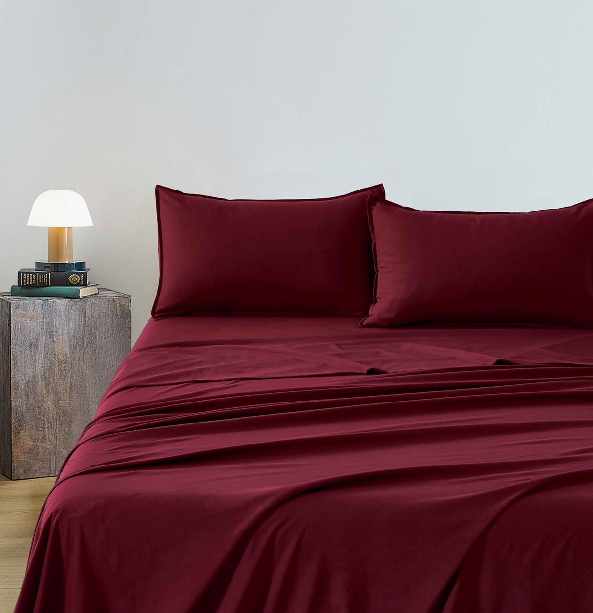 Vintage Washed Microfibre Sheet Set (Burgundy, Queen)