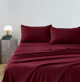 Vintage Washed Microfibre Sheet Set (Burgundy, Queen)