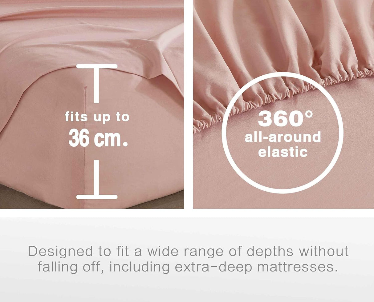 Vintage Washed Microfibre Sheet Set (Pink, Queen)