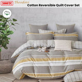 300TC Theodore Grey Reversible Cotton Quilt Cover Set King